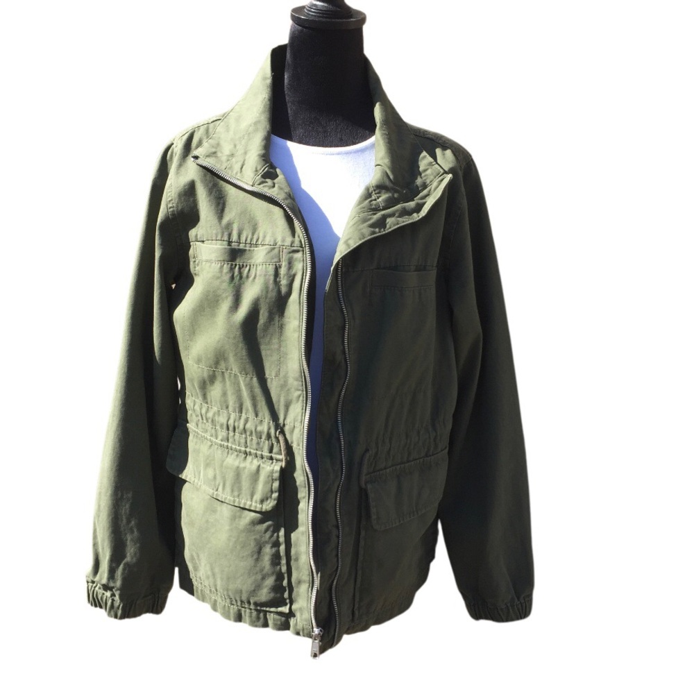 Old Navy Military Green Full Zip Cargo Jacket